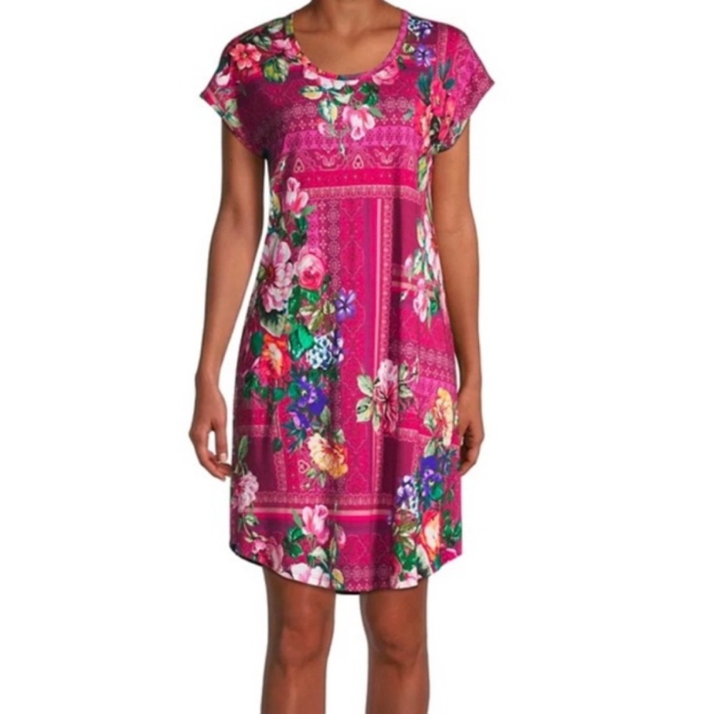Johnny‎ Was Bethia Cap Sleeve Dress Size XS Floral Print Modal Pima Cotton Soft